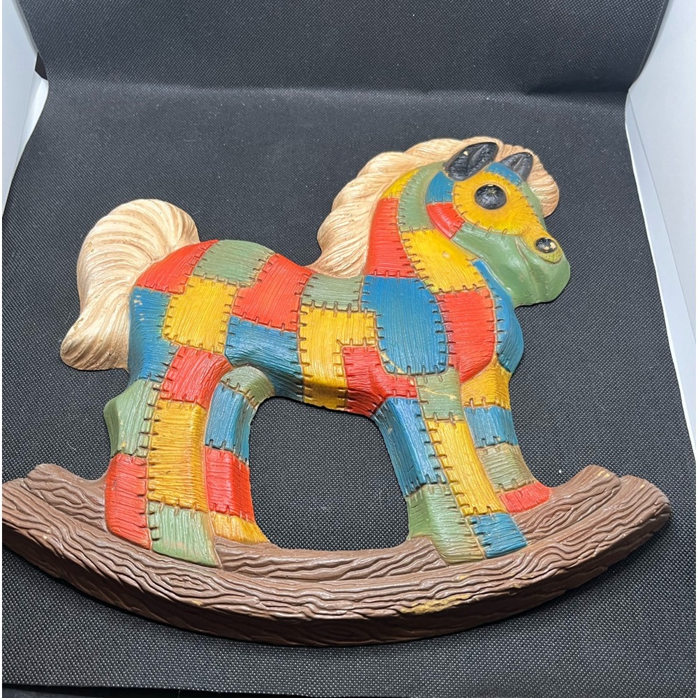 Vintage 1970s Foam Craft wall decor, rocking horse, great shape considering age